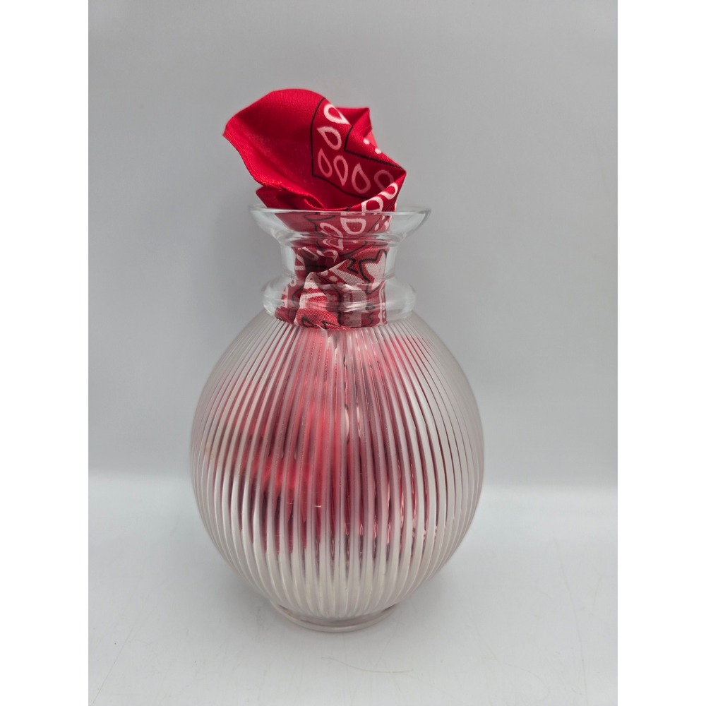 Lalique France Ribbed Frosted Crystal Vase upcycled French Art Glass 7.5in